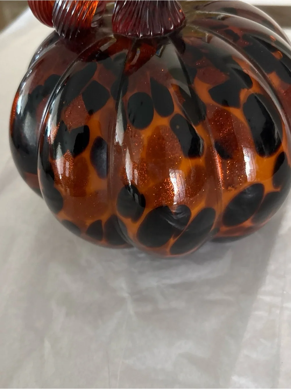 Handblown Glass Brown With Black Spots colored Pumpkin